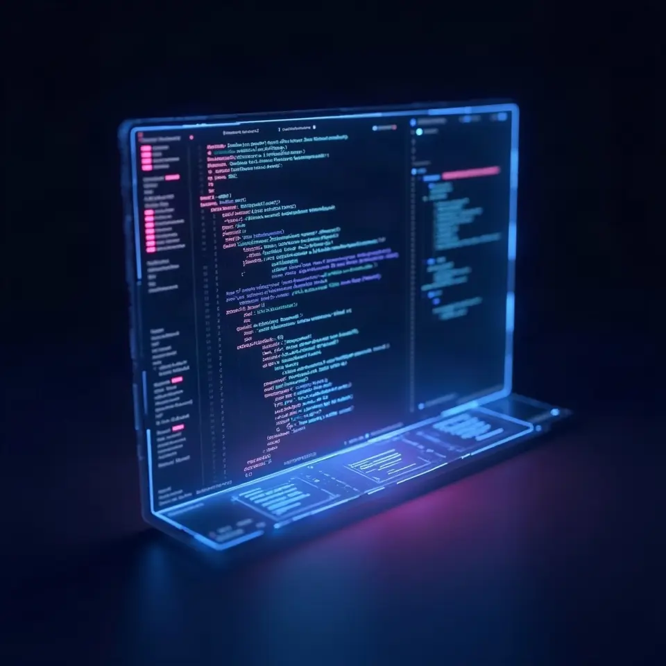Paneles de código holográficos flotando